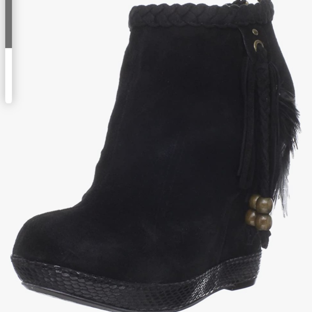 Chinese laundry black suede platform ankle boot with tassel DISCOUNTED SHIPPING!